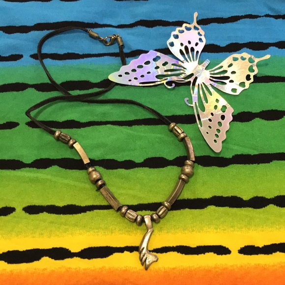 Black Rope Silver Charm Necklace - Picture 11 of 16